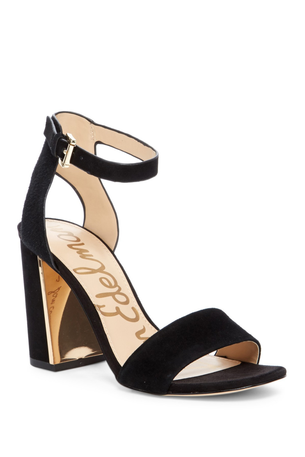 NWB SAM EDELMAN 'Synthia' Suede Leather Sandal BLACK SZ 7.5M
