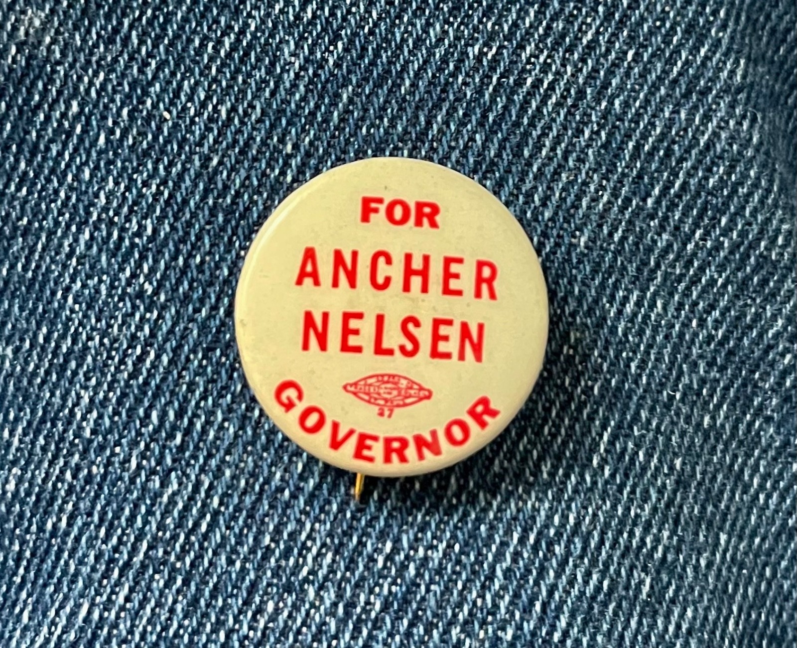 1956 Ancher Nelsen For Governor Minnesota 1" Cello Republican Remarks