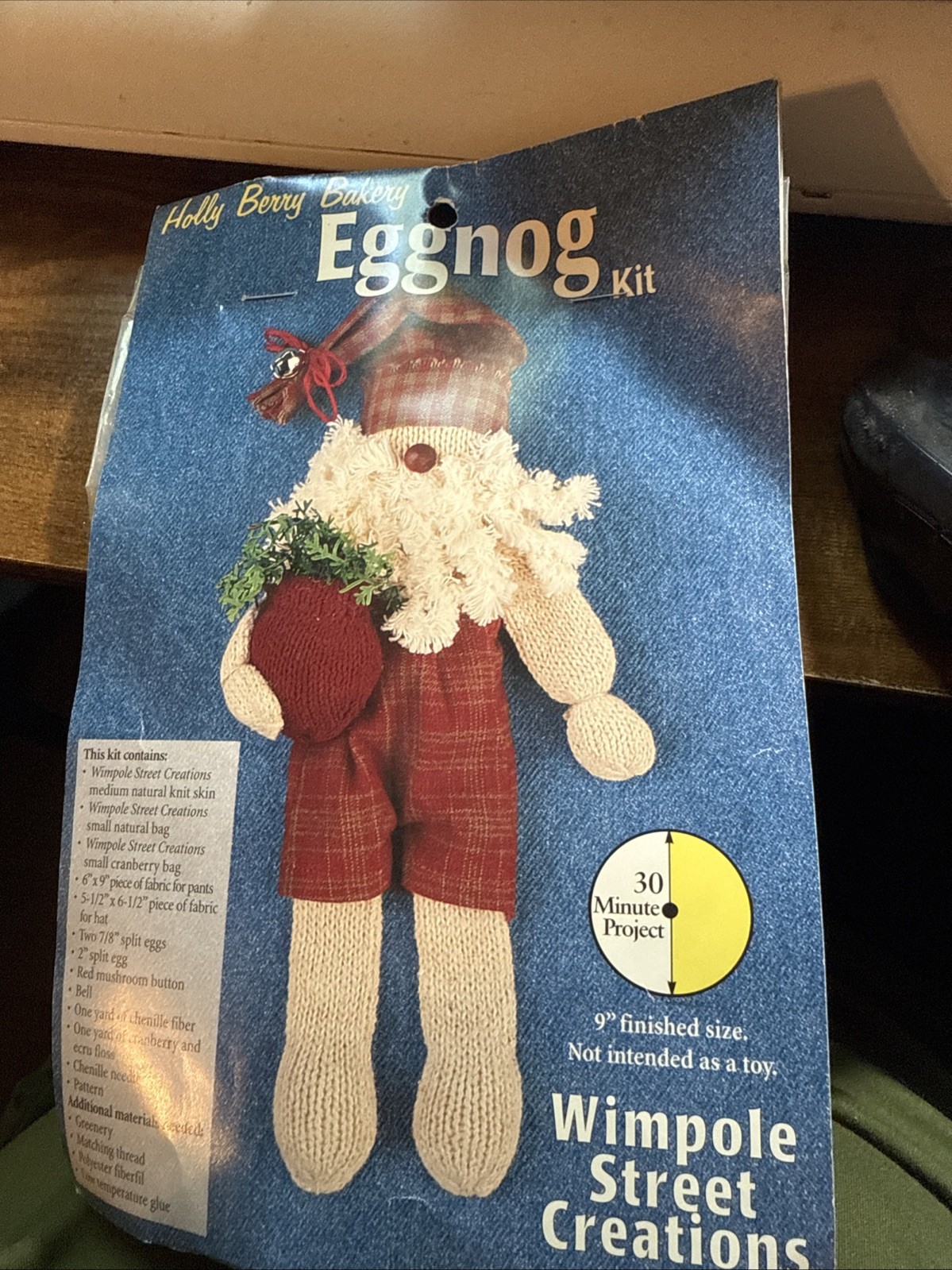 Vtg Wimpole Street Creations Eggnog Doll New Craft Kit Christmas 9 in Finished