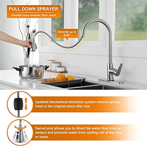 Touch Stainless Steel Kitchen Faucet with Pull-Down Touch On Sensor
