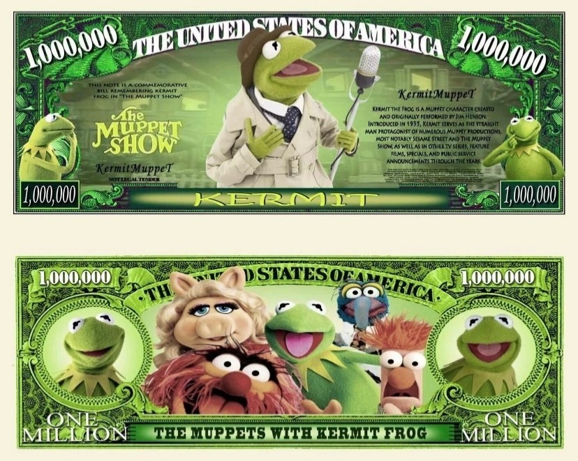 50 Pack Muppets Kermit the Frog Money Collectible Novelty 1 Million Dollar Bills
