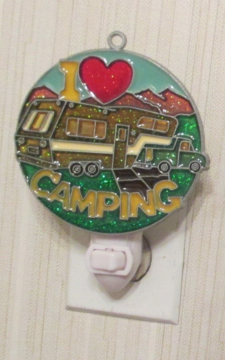 BROWN I LOVE CAMPING NIGHTLIGHT (CAMPER TRAILER SUNCATCHER LIGHT)
