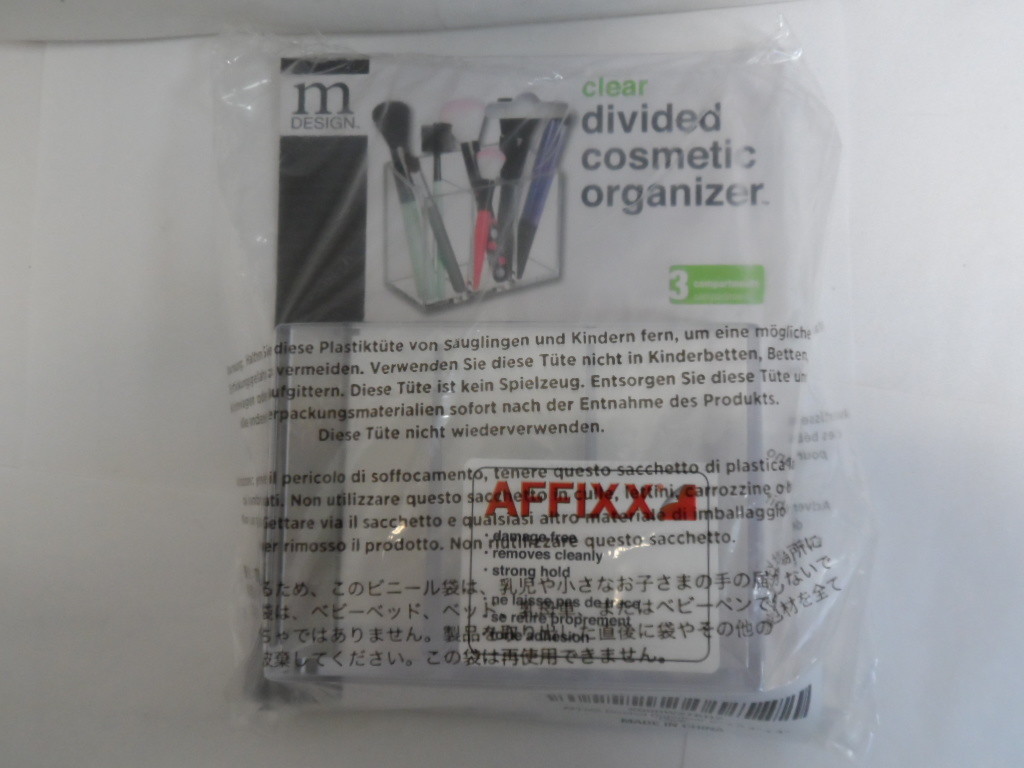 MDESIGN CLEAR DIVIDED COSMETIC ORGANIZER 3 COMPARTMENTS (5 "X 2.4" X 4") (-3A)