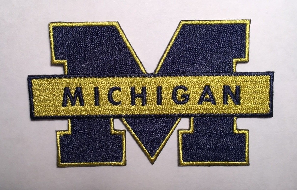 U of Michigan patch Wolverines M embroidered iron on patch 3 7/8" wide Michigan