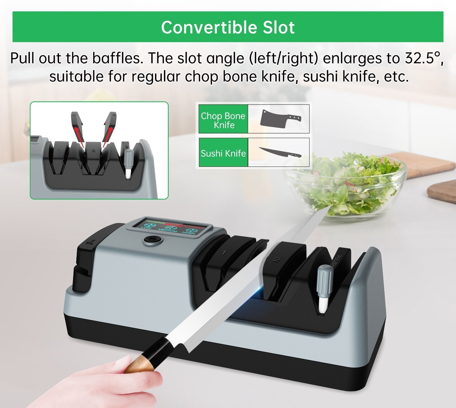 5 in 1 Electric Knife Sharpener-3 Rotational Speed Adjustable Knife Sharpener