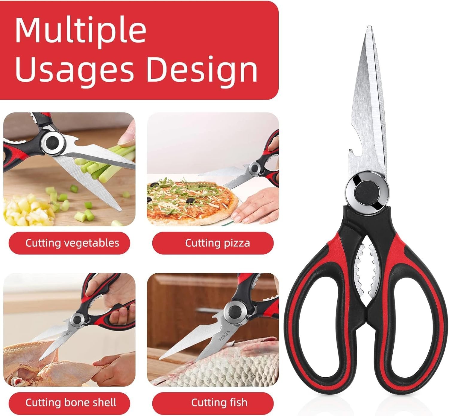Kitchen Shears Set of 2, Heavy Duty Kitchen Scissors Seafood Scissors, Stainless