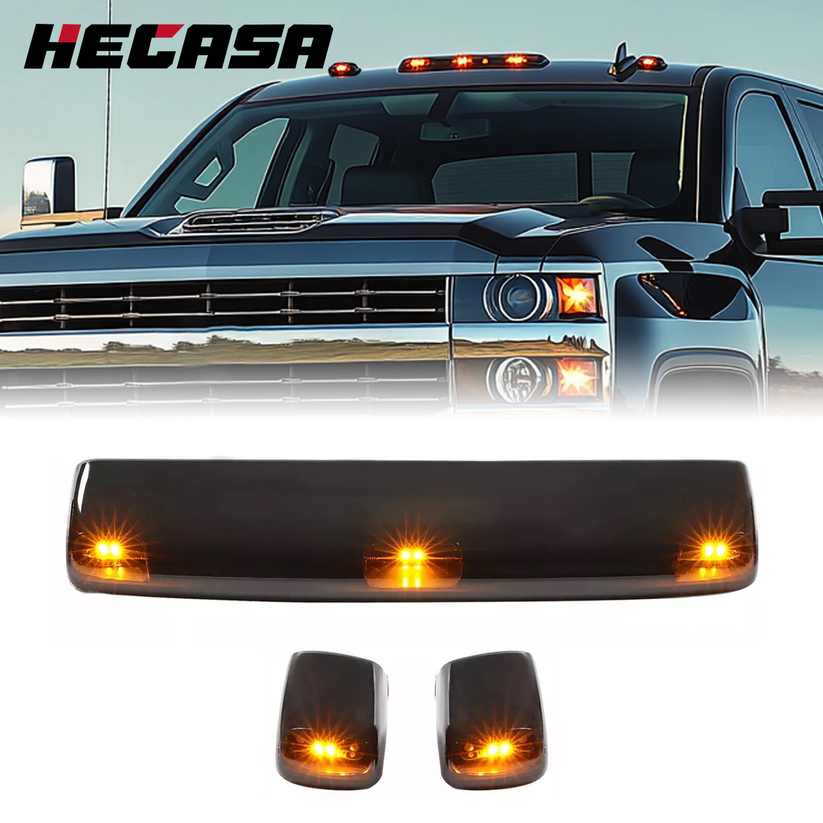 For 15-19 Chevy GMC Silverado Sierra 2500HD 3500HD Roof Marker Light Amber LED