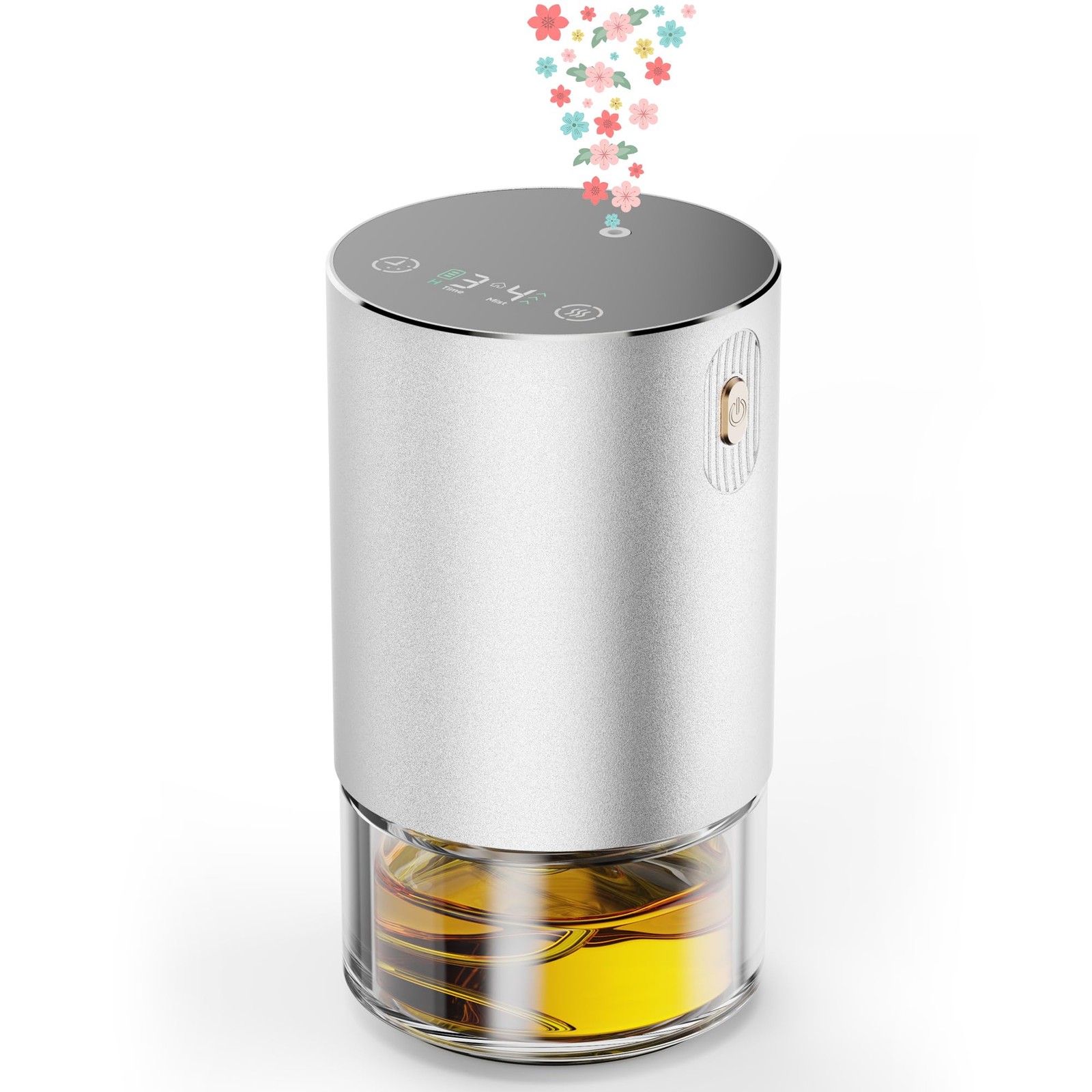 Waterless Essential Oil Diffuser, Rechargeable Aromatherapy Scent Silver
