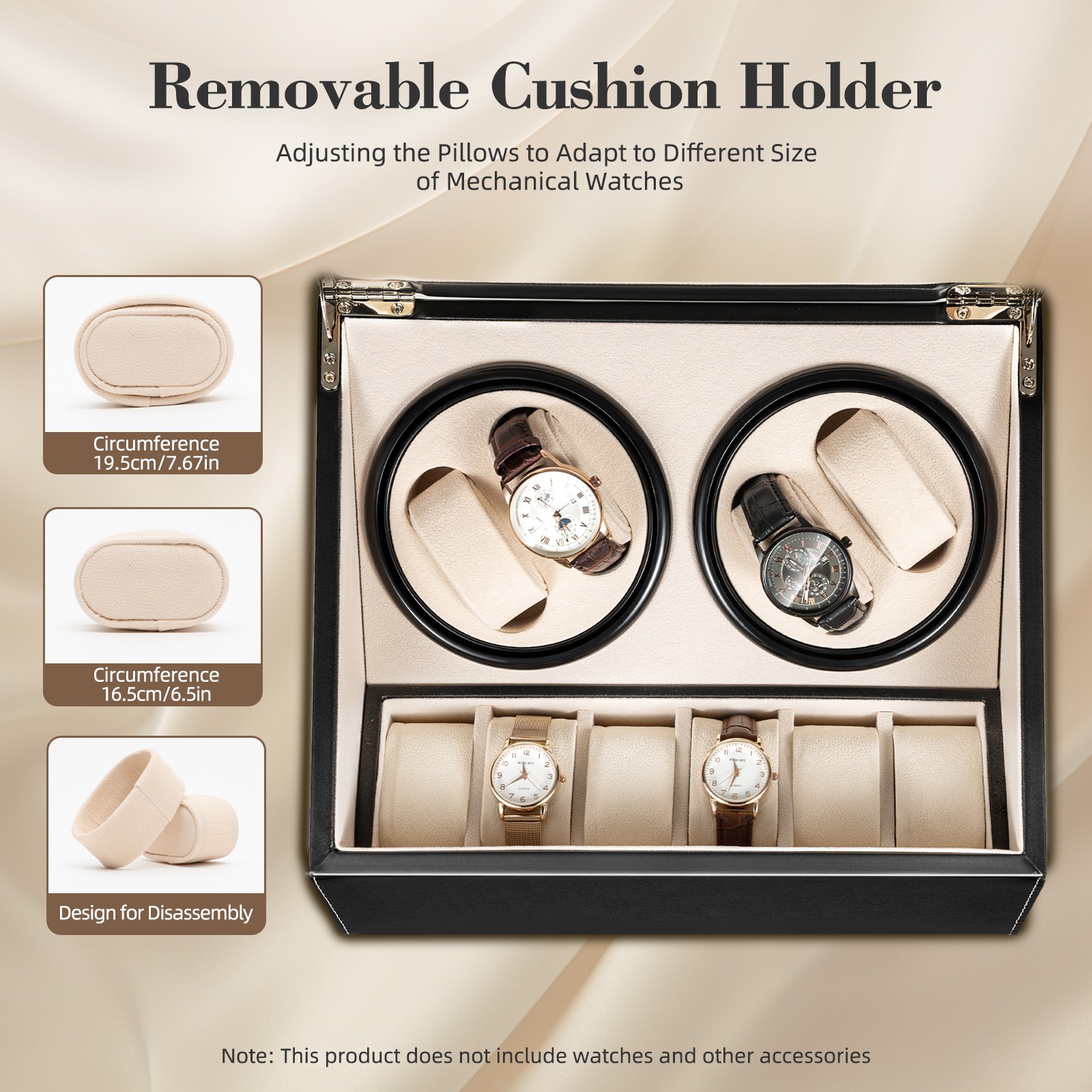 4+6 Automatic Rotation Watch Winder Leather Storage Case Display Box For Gift US