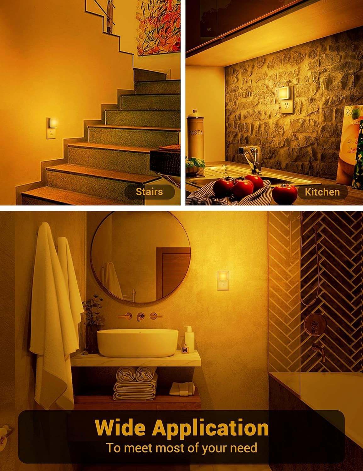 Amber Night Light[2 Pack], Night Lights Plug into Wall, LED Plug in Nightligh...