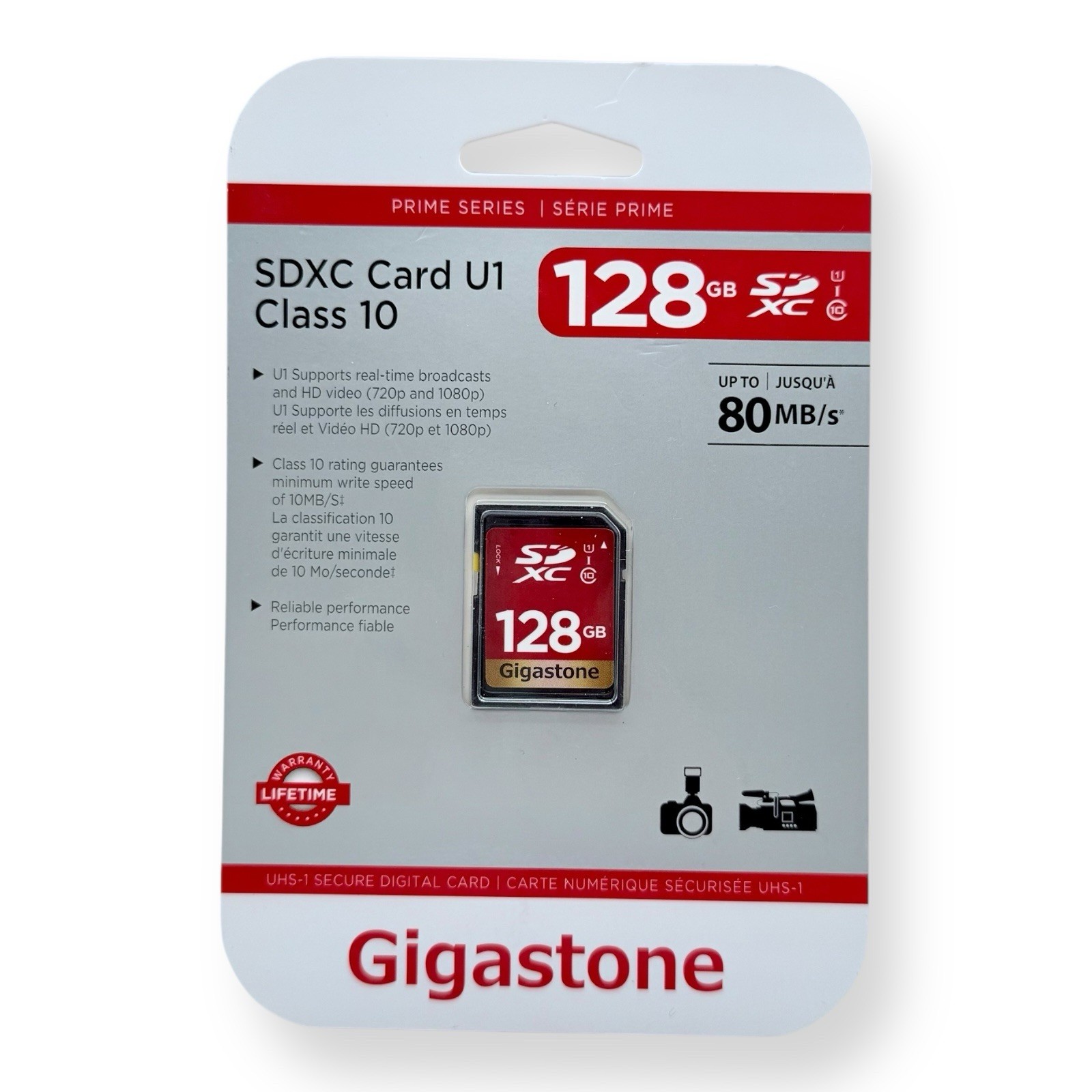 Gigastone 128GB SD Card Memory Card for Cameras Full HD Video SDXC U1 Class 10
