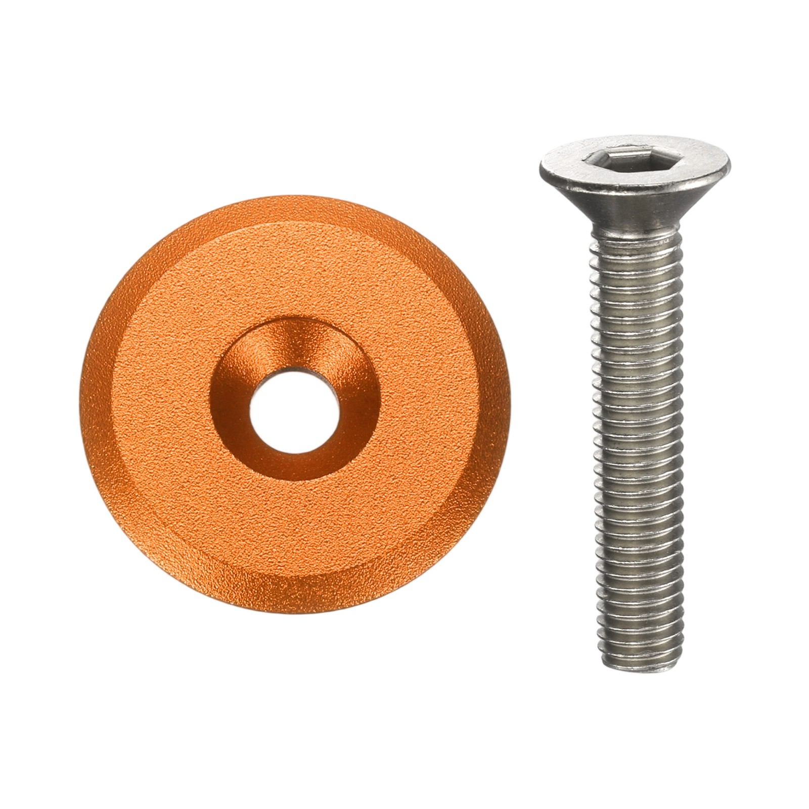 Bicycle Headset Stem Top Cap 1-1/4" OD Matte Surface with M6 Bolt Orange