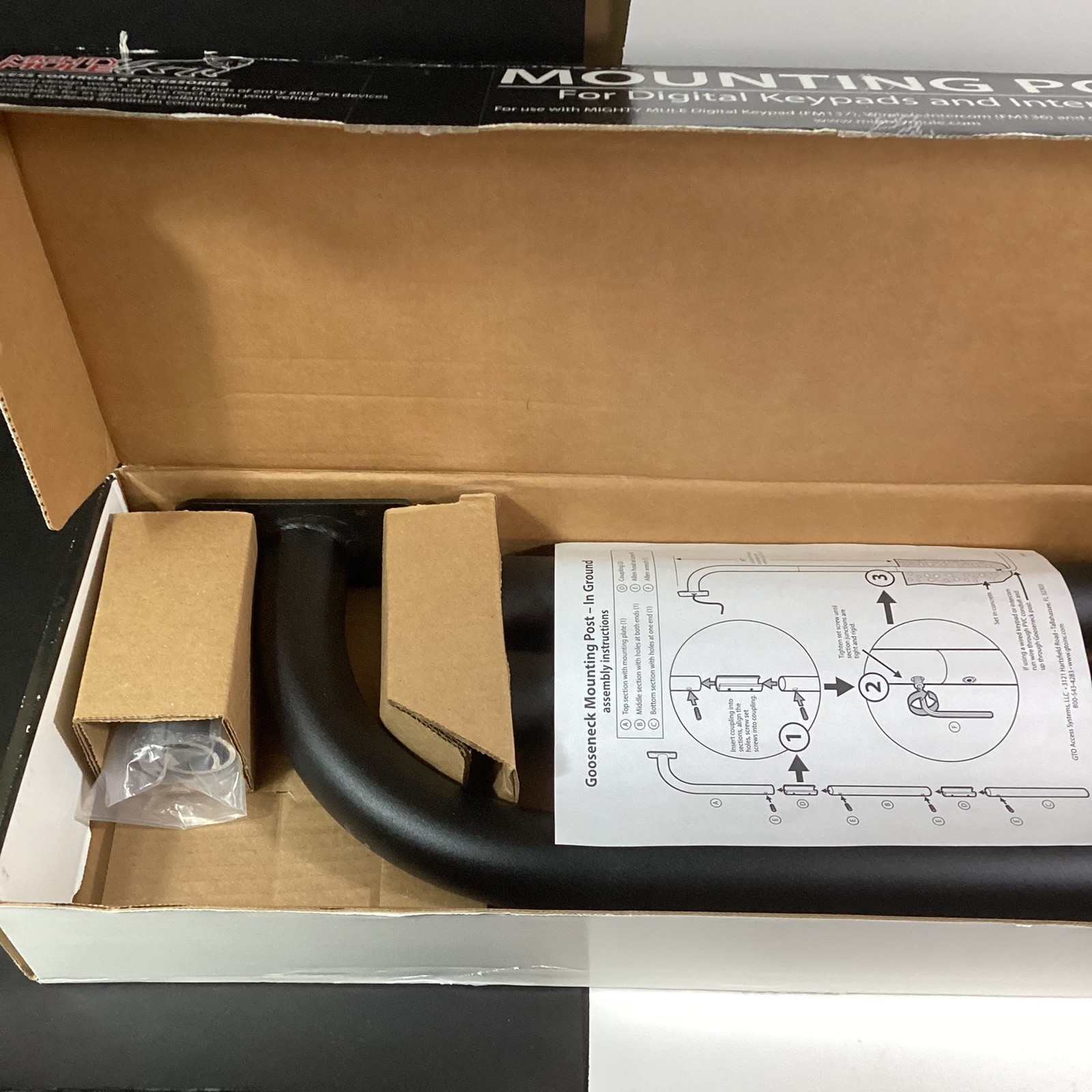 Mighty Mule FM100 Keypad/ Intercom Mounting Post - Black - New Open Box