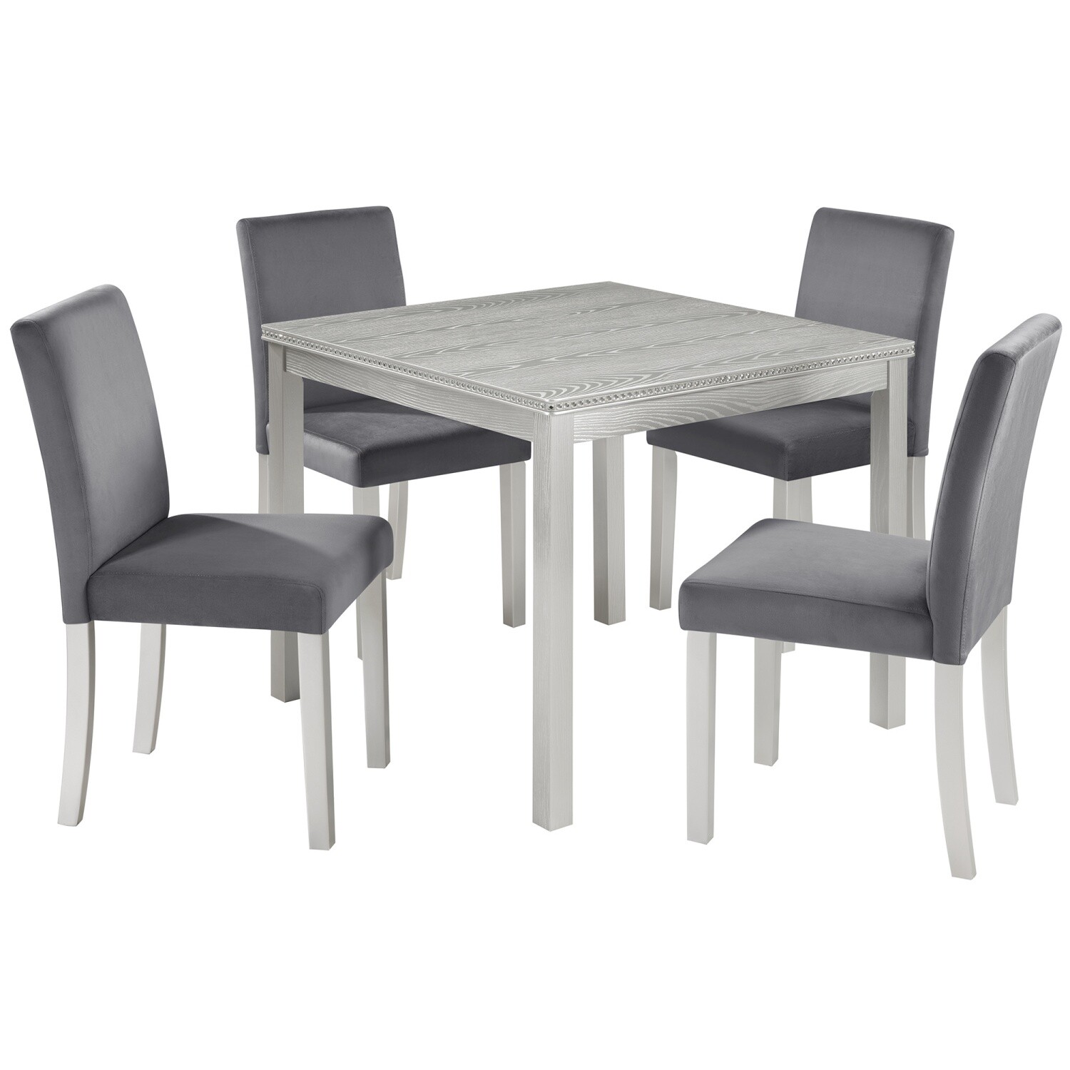 5 Piece Dining Table Set Wooden Square Dining Table and 4 Chairs for Dining Room