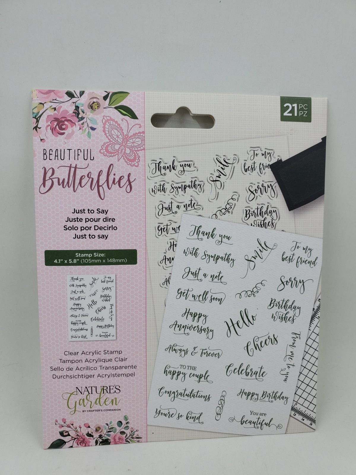 CS4 Crafters Companion Beautiful Butterflies Just To Say Clear Acrylic Stamps