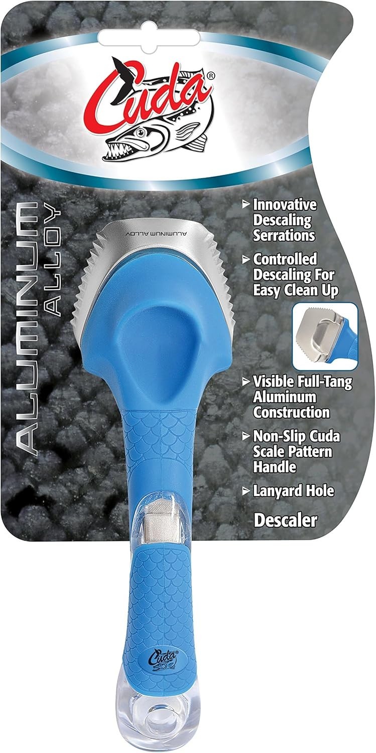 Camillus Cuda Descaler Knife 6.5in Fixed Blade Serrated CM18115 Blue