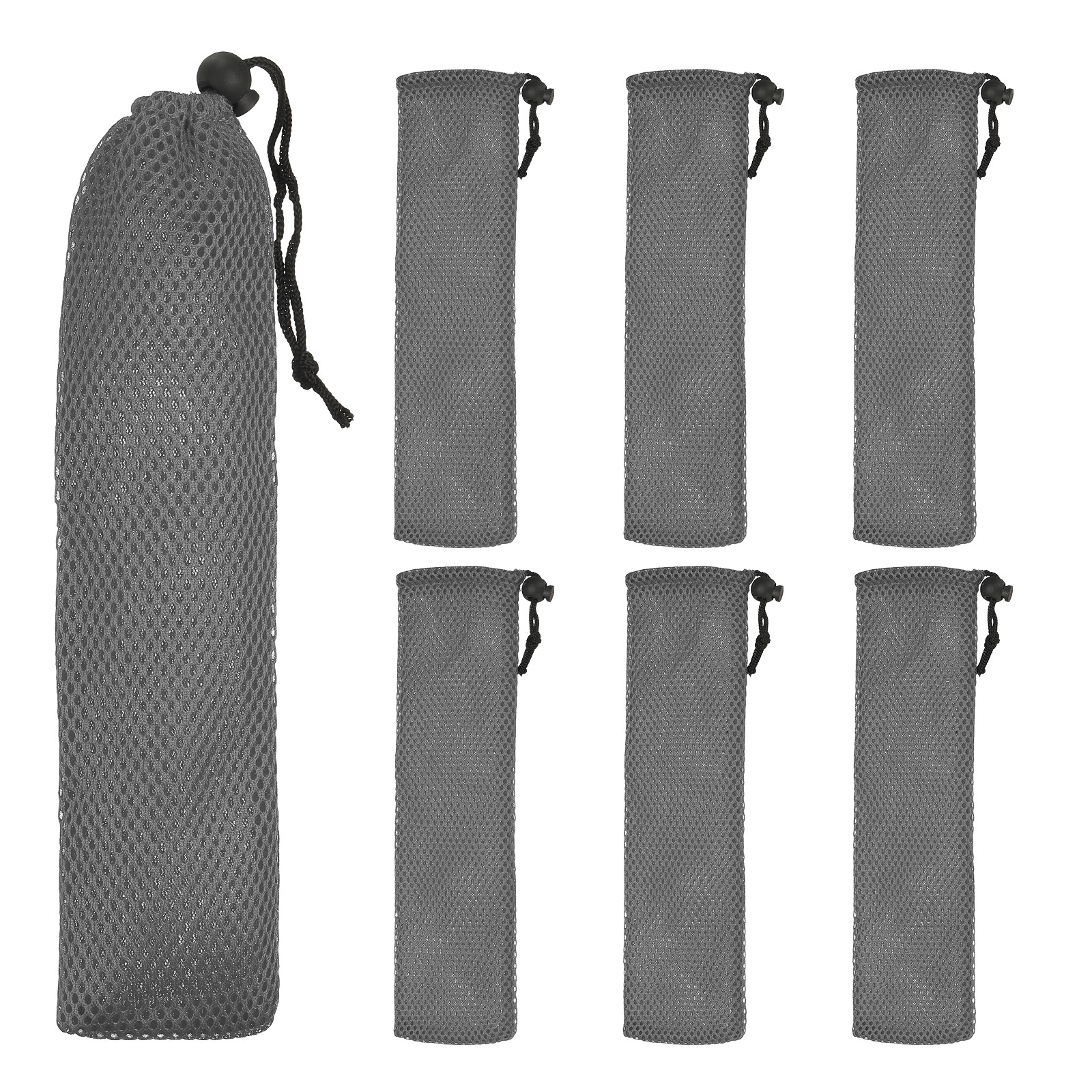 6Pcs Pouch Bag Straw Carrying Cases l & Gray