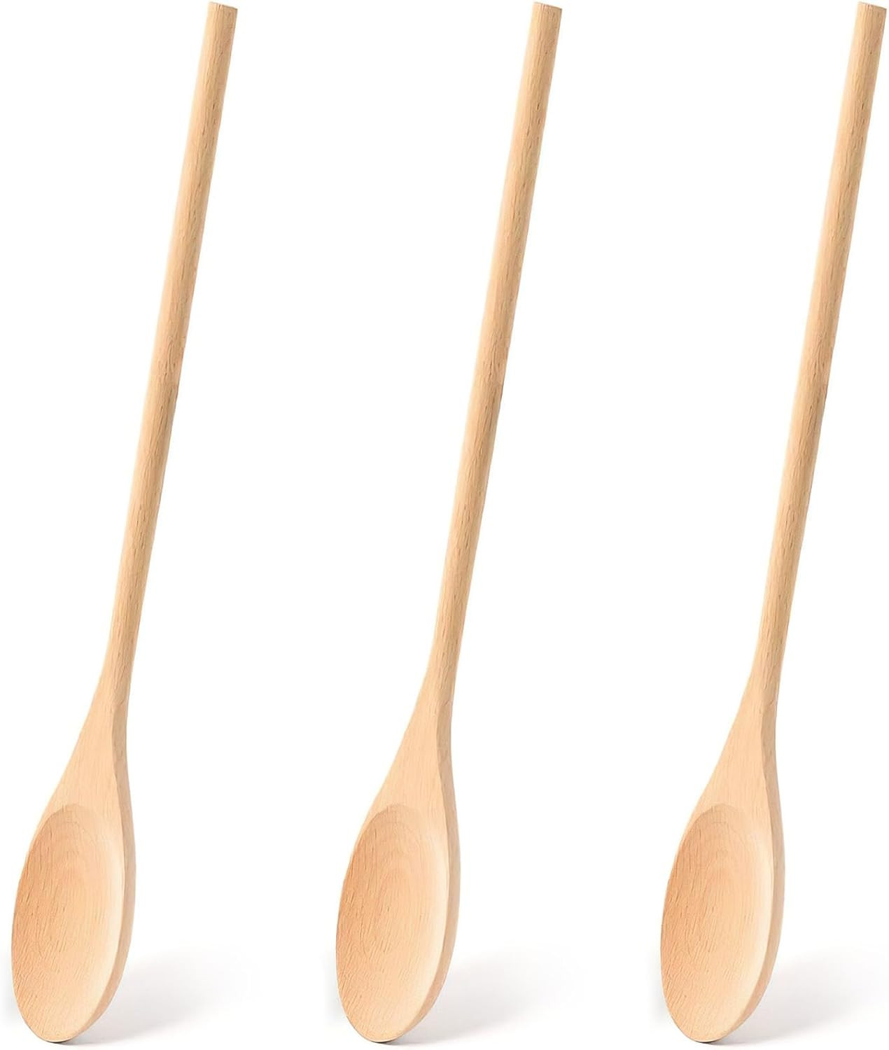 3PCS Wooden Spoons for Cooking, 12 Inch Long Handle Mixing Spoons for Baking, Ta
