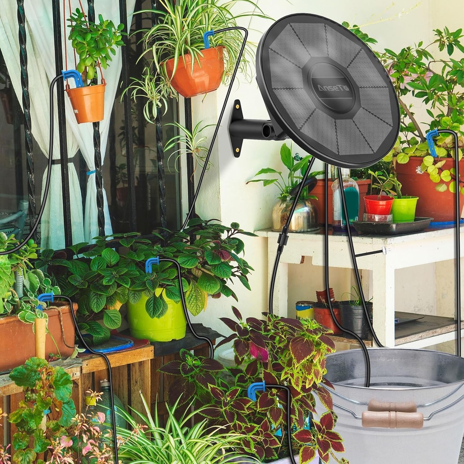 50FT Solar Irrigation System Integrated Irrigation Controller for Garden Balcony
