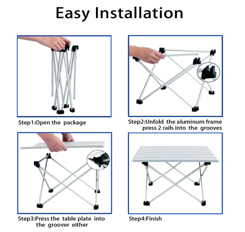 AIMEZO Aluminum Portable Camping Side Table Top Folding Collapsible
