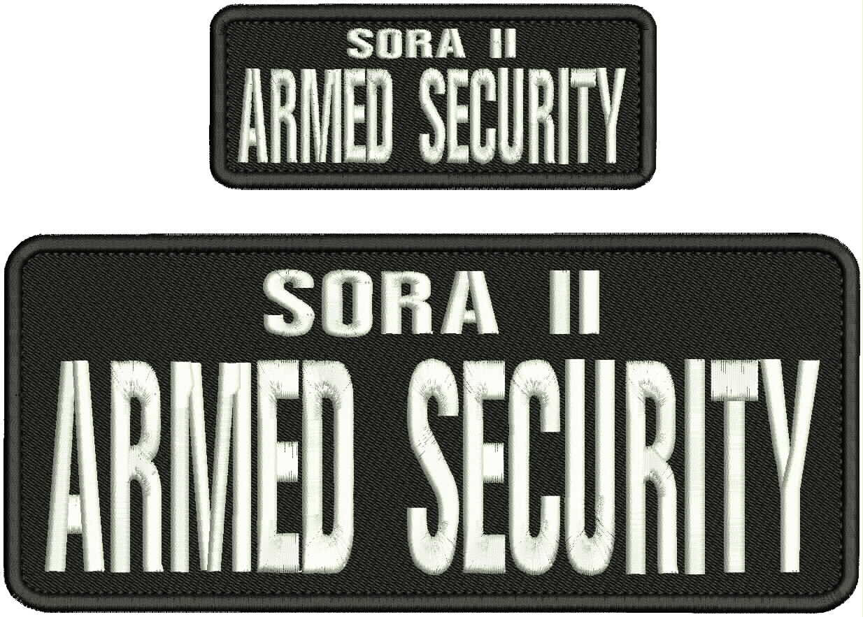 Sora II Armed Security Emb Patches 4x10 And 2x5 Velcr@ On Back White On Black