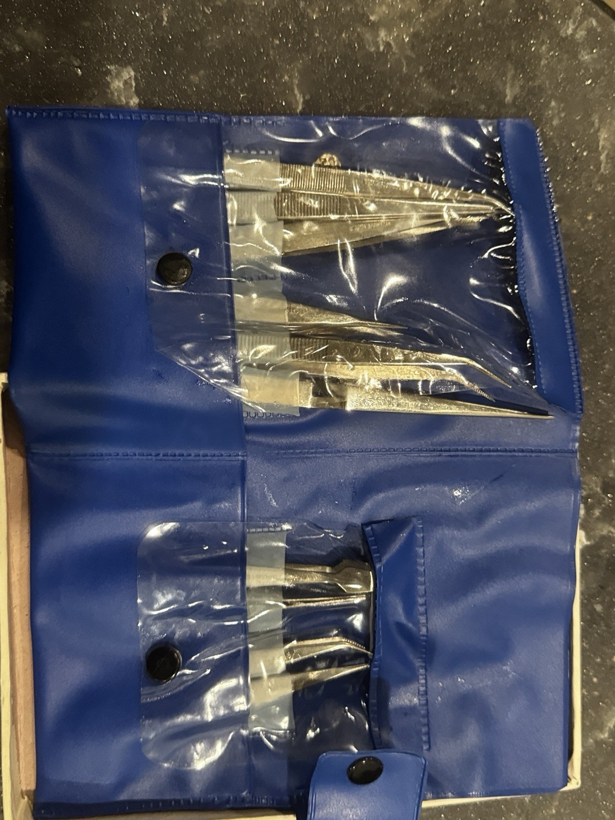 National NE60-TS10 10 Pc Precision Tweezer Set Machinist Tool NOS w/ Case