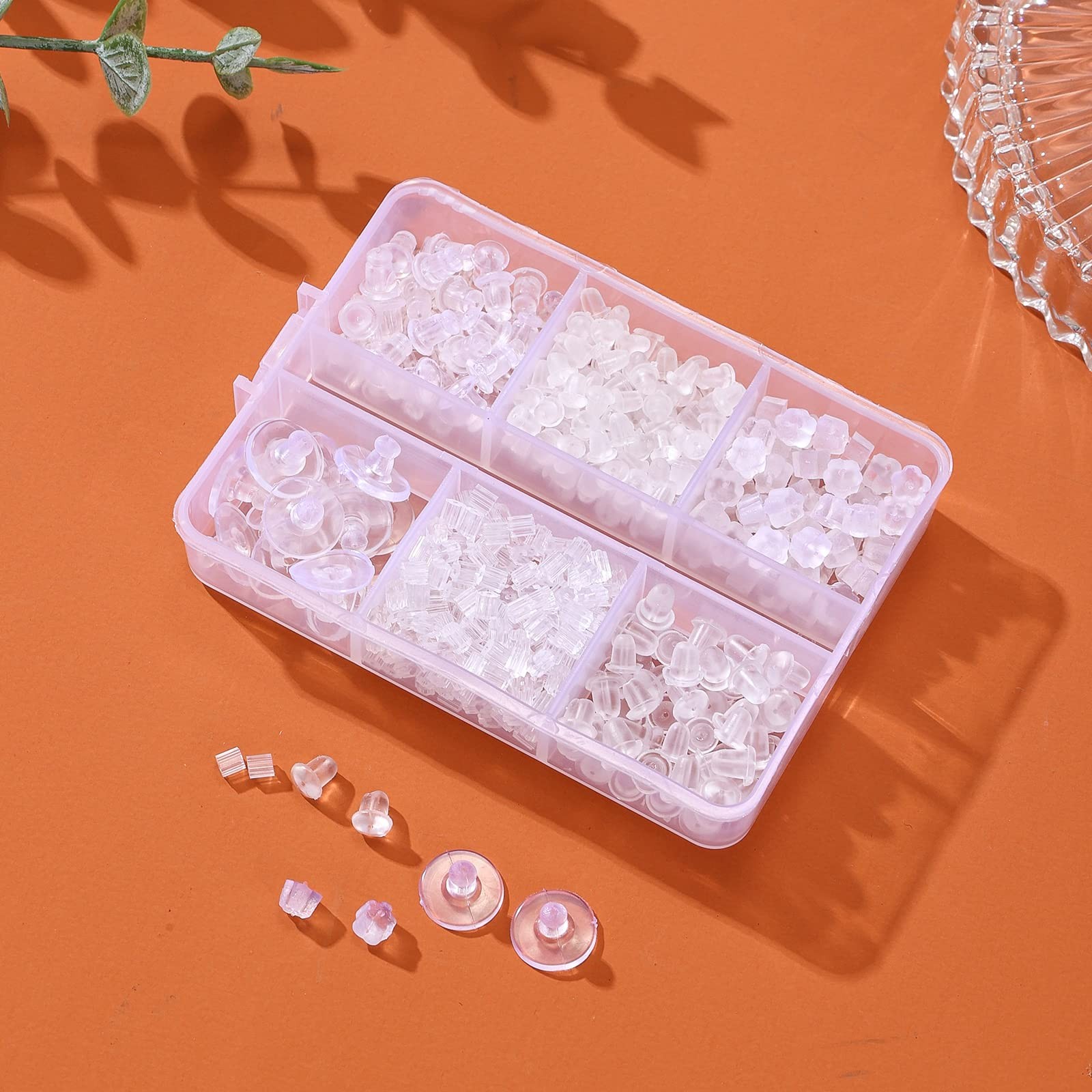 6 Styles Silicone Earring Backs for Studs, 600 Pcs Clear Soft Earring Backings H