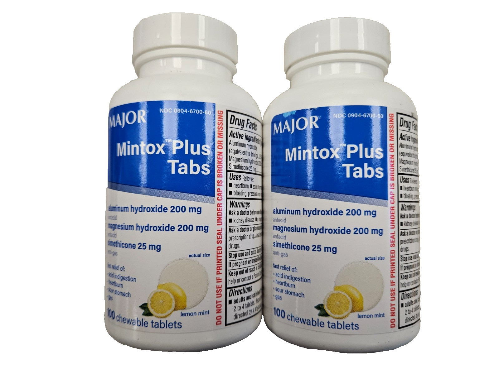 Mintox + Antacid / Anti-Gas LEMON MINT CHEWS 100ct  ( 2 pack ) ^^