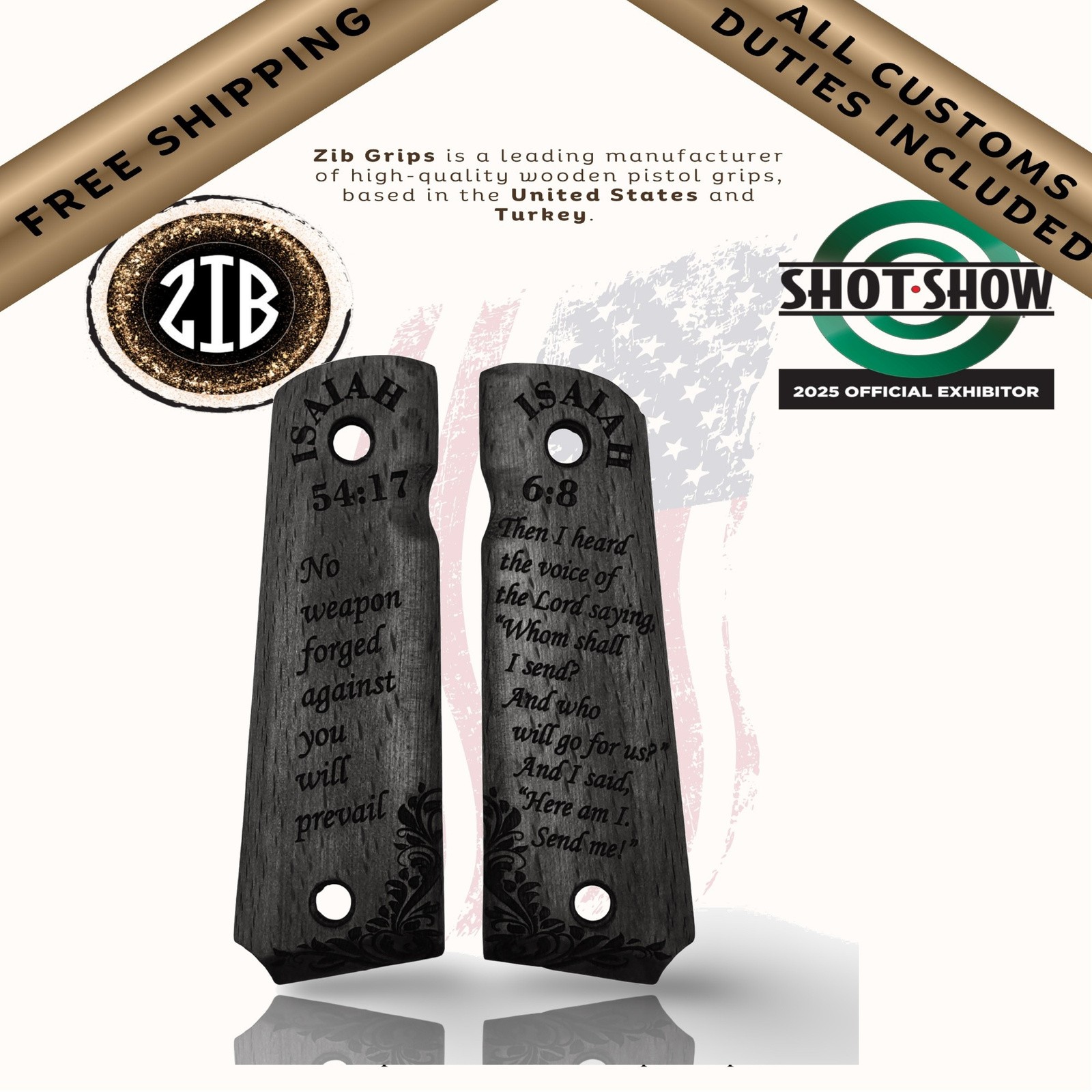 Zib Grips Wooden Series Pistol Grips for Colt 1911