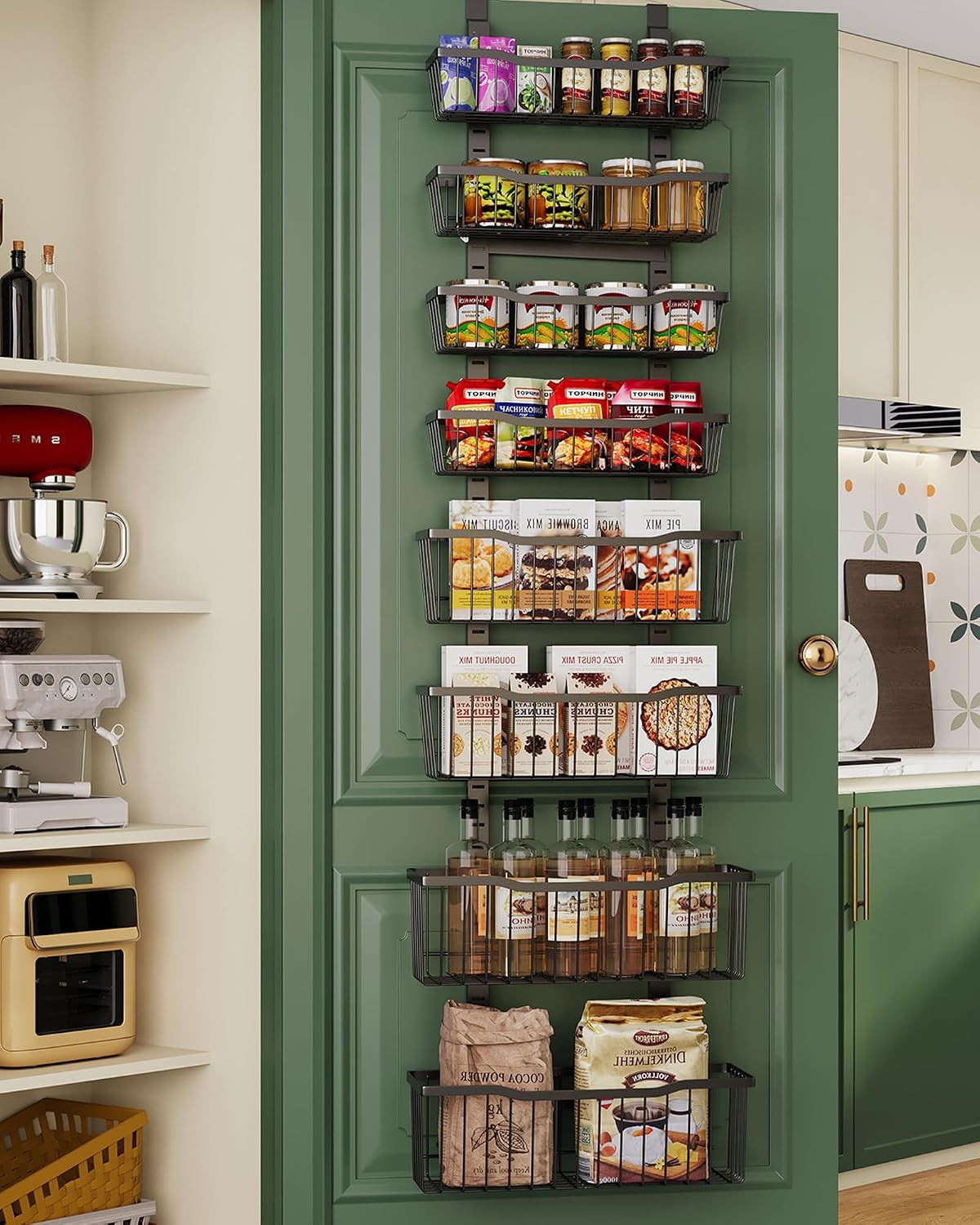 over the Door Organizer，8-Tier over the Door Pantry Organizer with Adjustable Ba