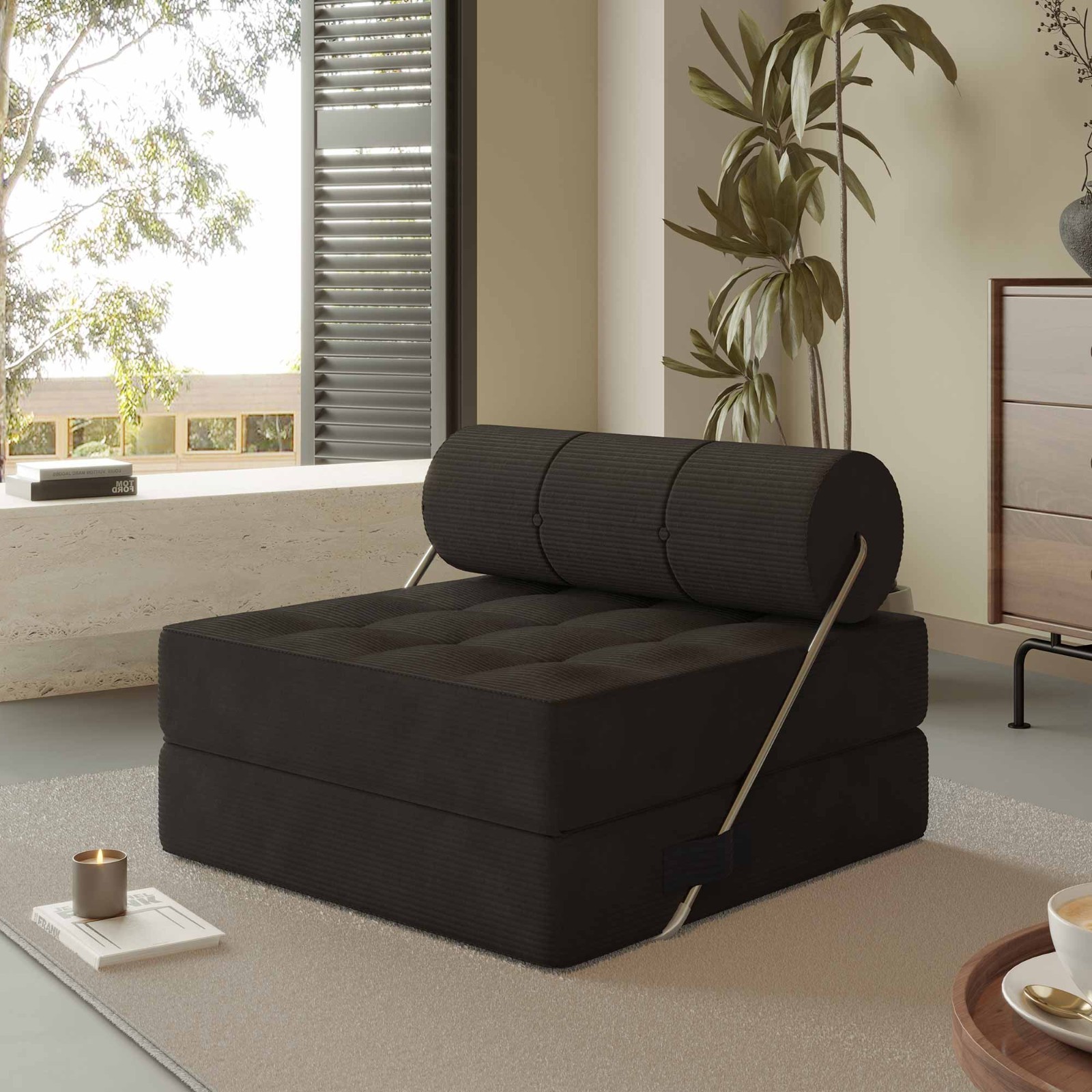 LAUSAINT HOME Sleeper Chair Folding Foam Beds, Portable Sleepover Sofa Bed