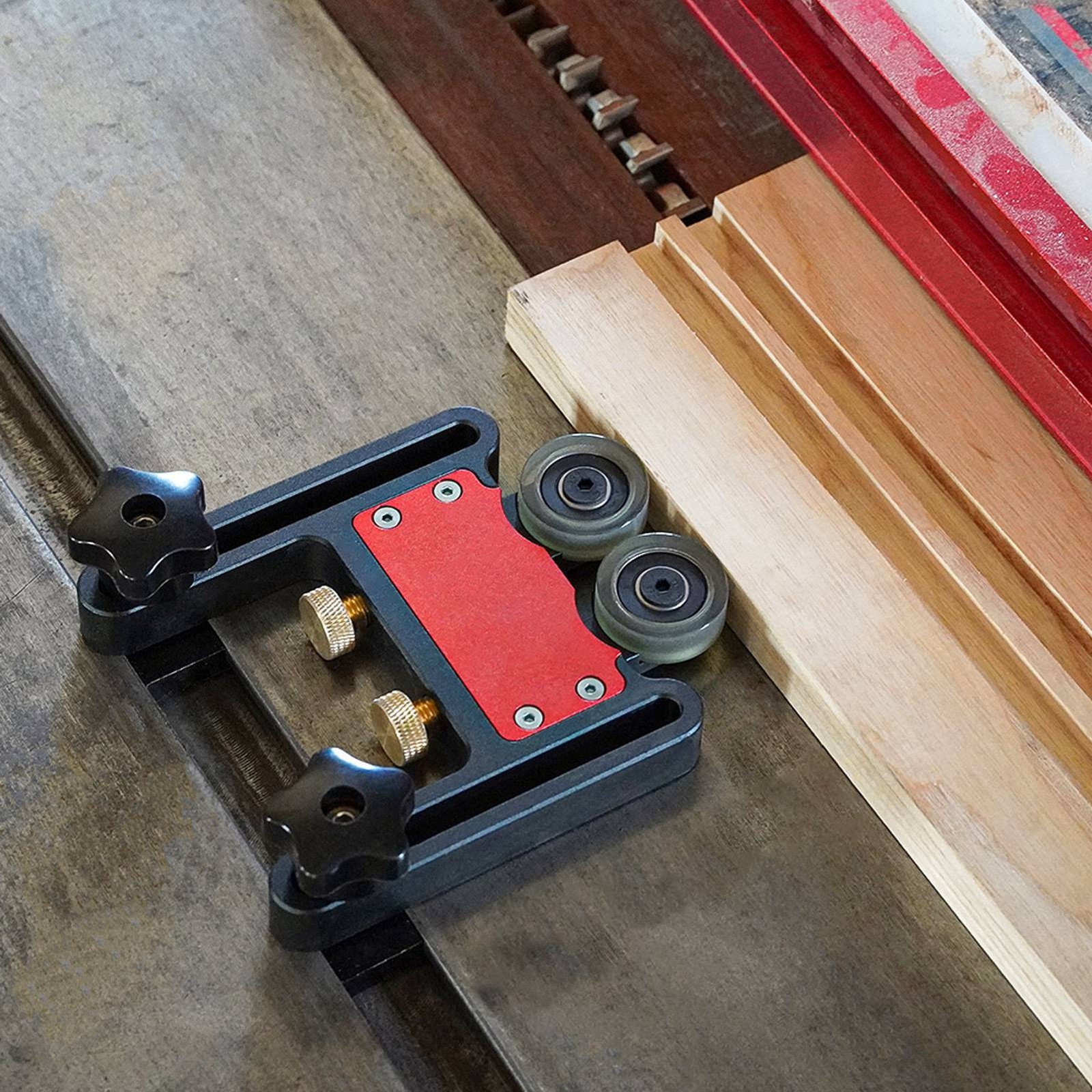 2Pcs Woodworking Double Wheel Bearing Roller Featherboard Table Saw Feeder