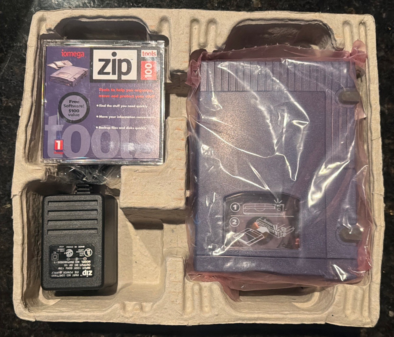 Iomega 100 MB External Zip Drive For PC w/ Parallel Port Connection OPEN BOX