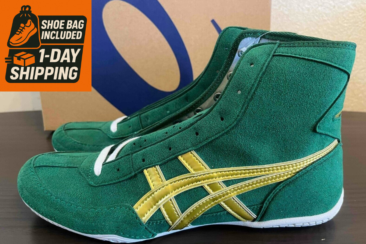 [Shoe bag] Asics Wrestling Shoes EX-EO  1083A001 Green x Gold x Gold