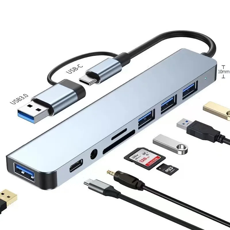 USB-C Ethernet Adapter 8-in-1 – Type C Multiport Hub for Steam Deck, LAN