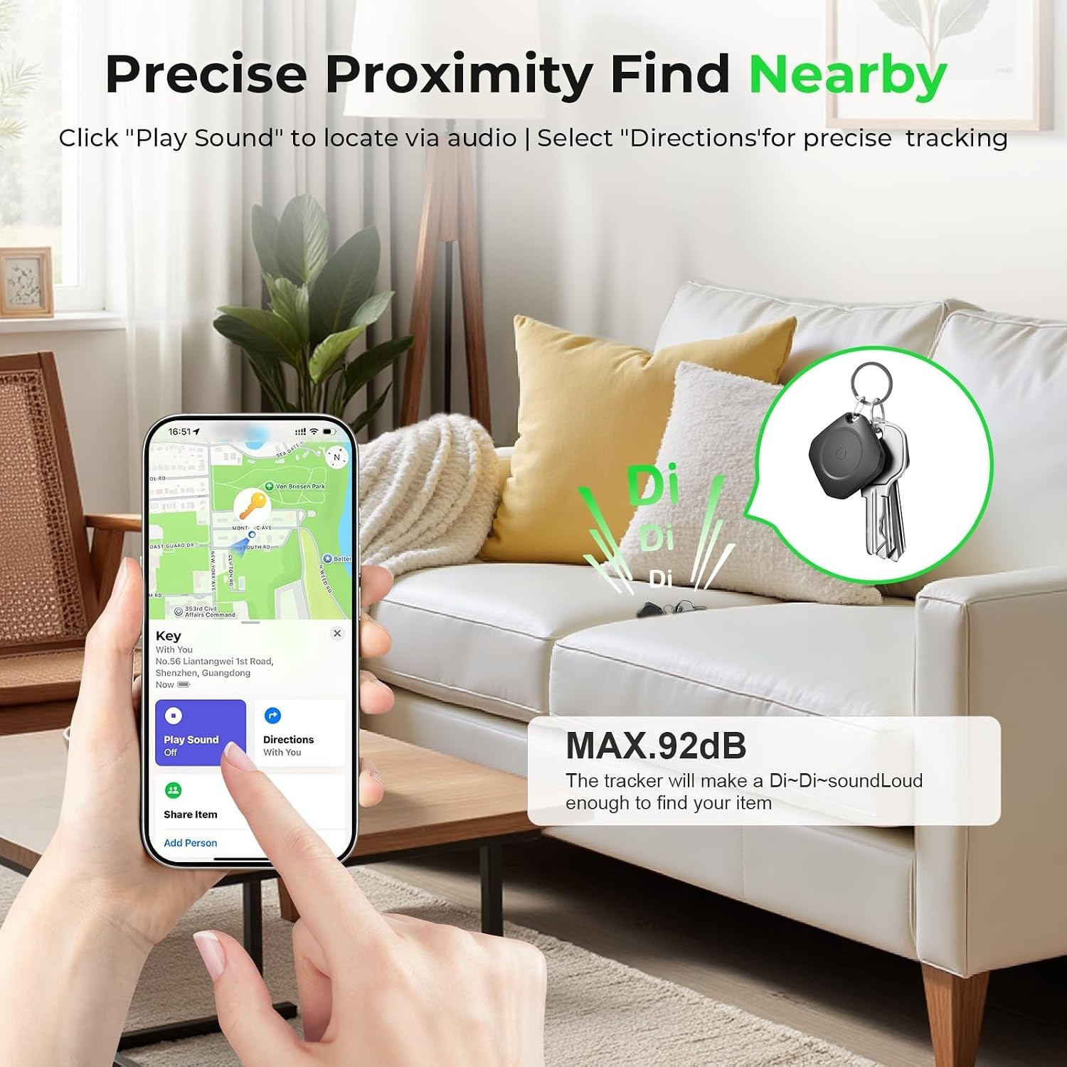 Waterproof Tracker Tags - Real-Time Location & Loud Beep Alert, 4 Count