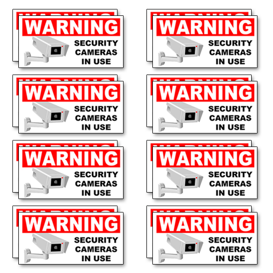SECURITY CAMERA IN USE Warning Decals Labels Stickers 8" (20.3cm) Multi-packs