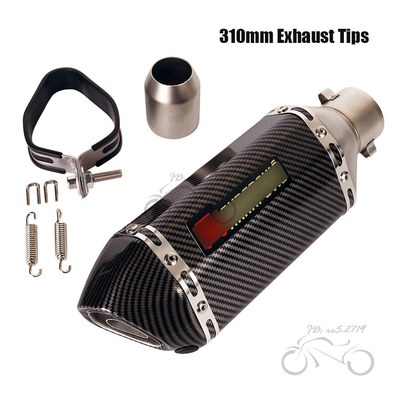 51mm Motorcycle Exhaust Tips ATV Escape Vent Pipe 310mm Universal Short Silencer