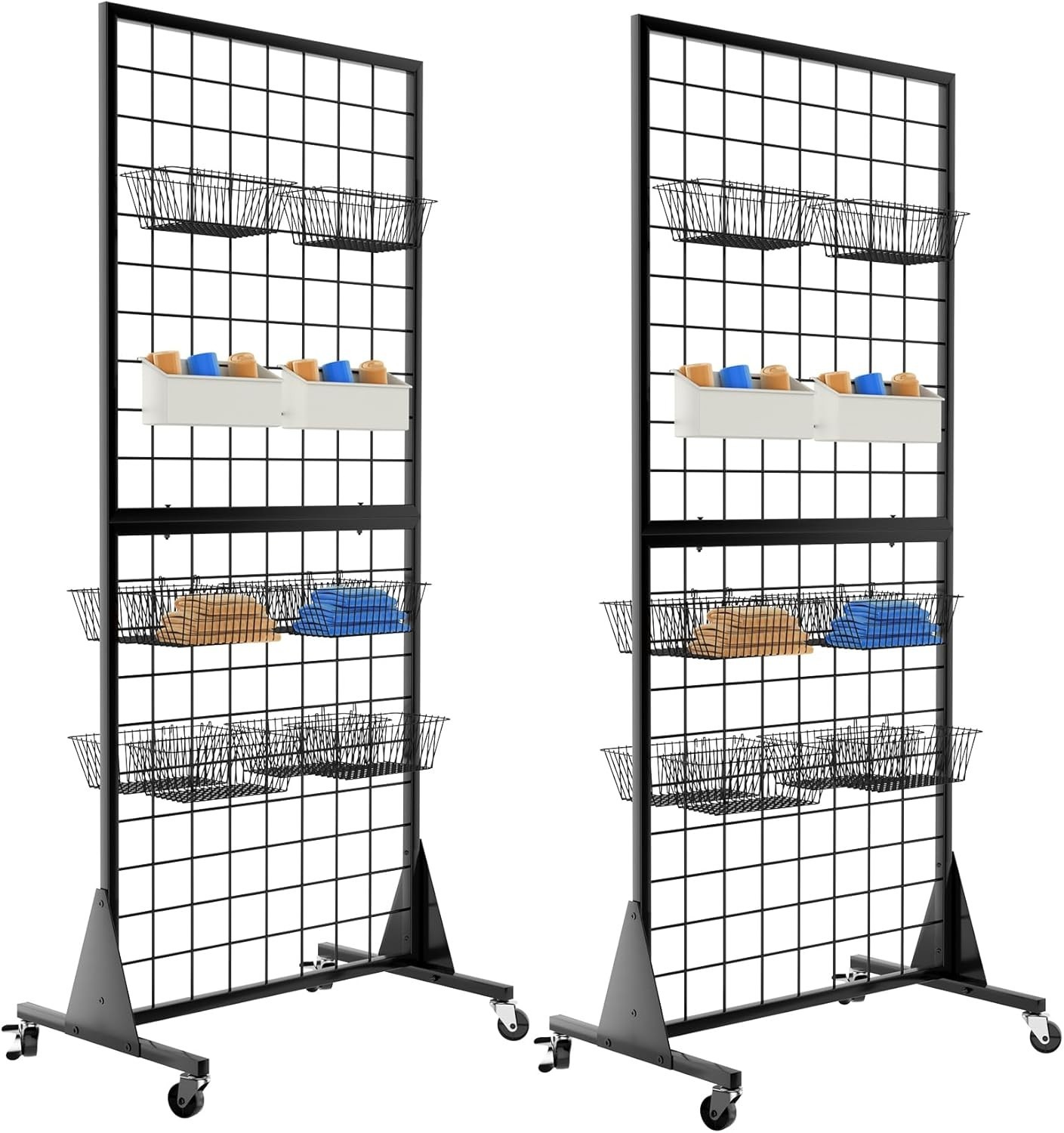 Portable 2-Pack Grid Wall Stands with 50 lbs Capacity - Perfect for Retail Use