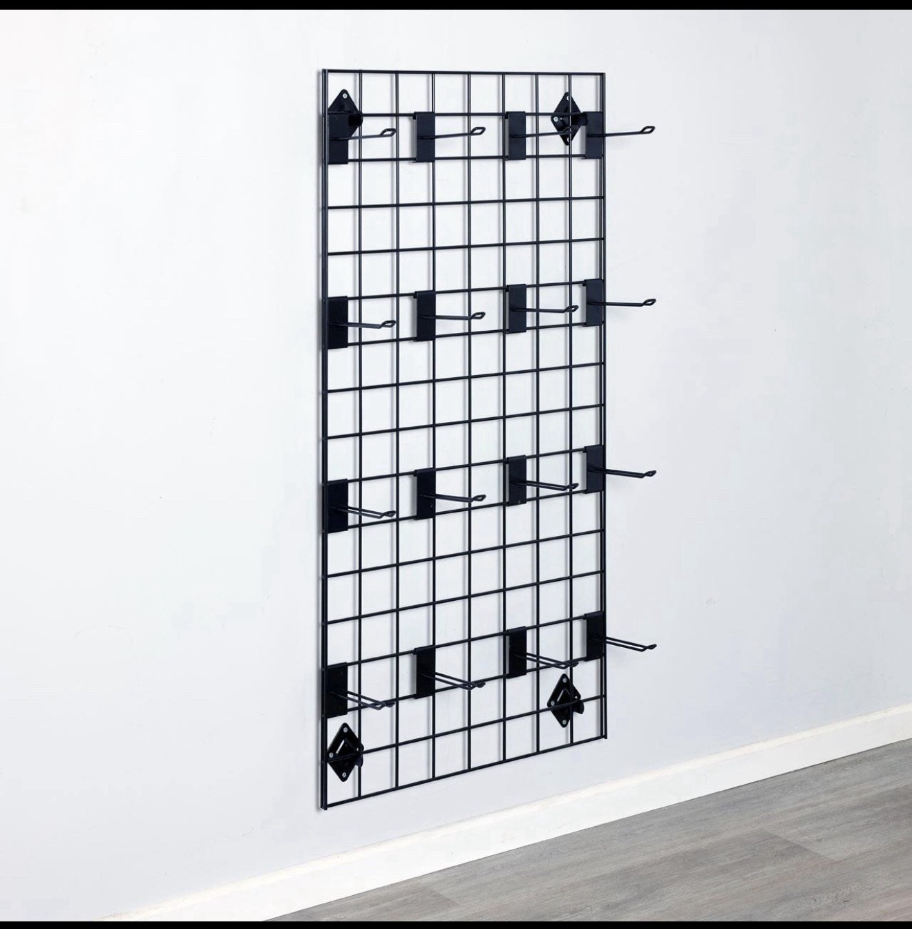 Storee Kito GW_WMBH_12B Metal Gridwall Wall Mount Bracket, Black, 5mm