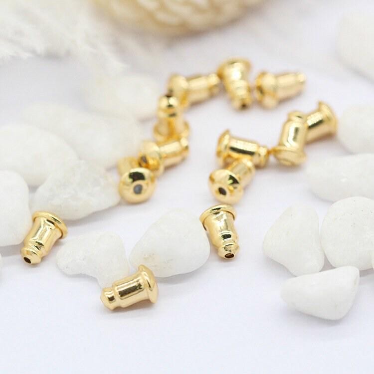 50PCS 18K Gold Plated Brass Bullet Earrings Back, Earrings Supply GBF12