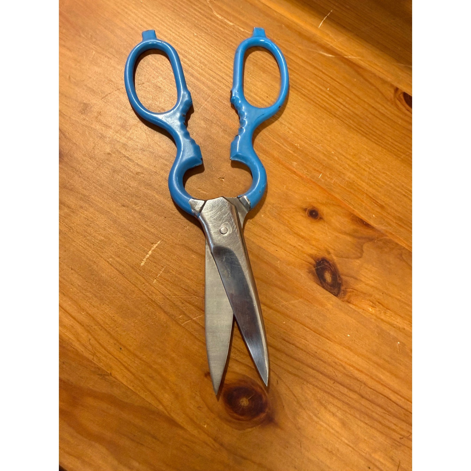Vintage Henckels Blue Handle Kitchen Shears 7.5" Germany Stainless Steel