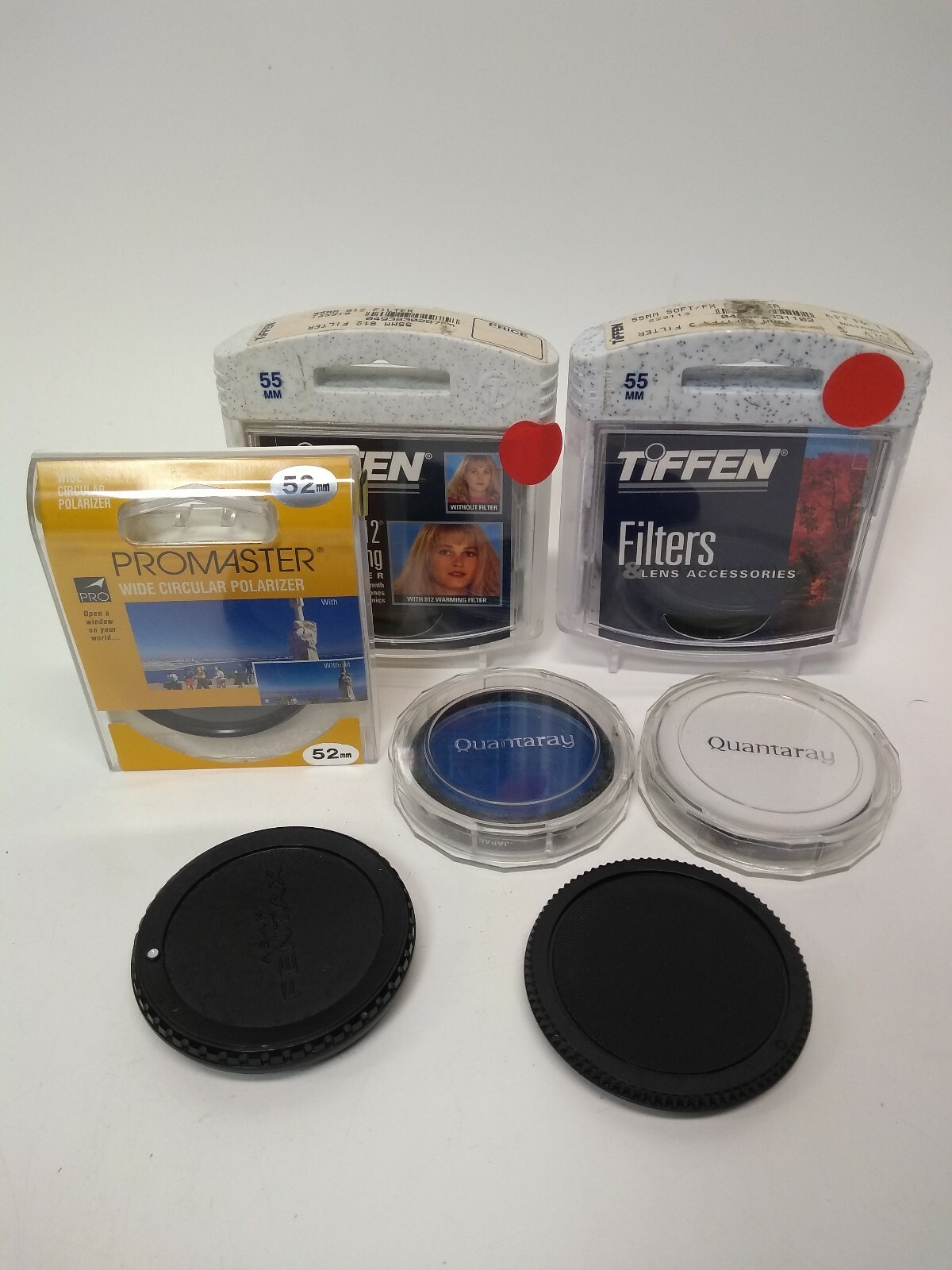 Cameras Accessories LOT 7pc Filters and caps Tiffen, promaster, quantaray