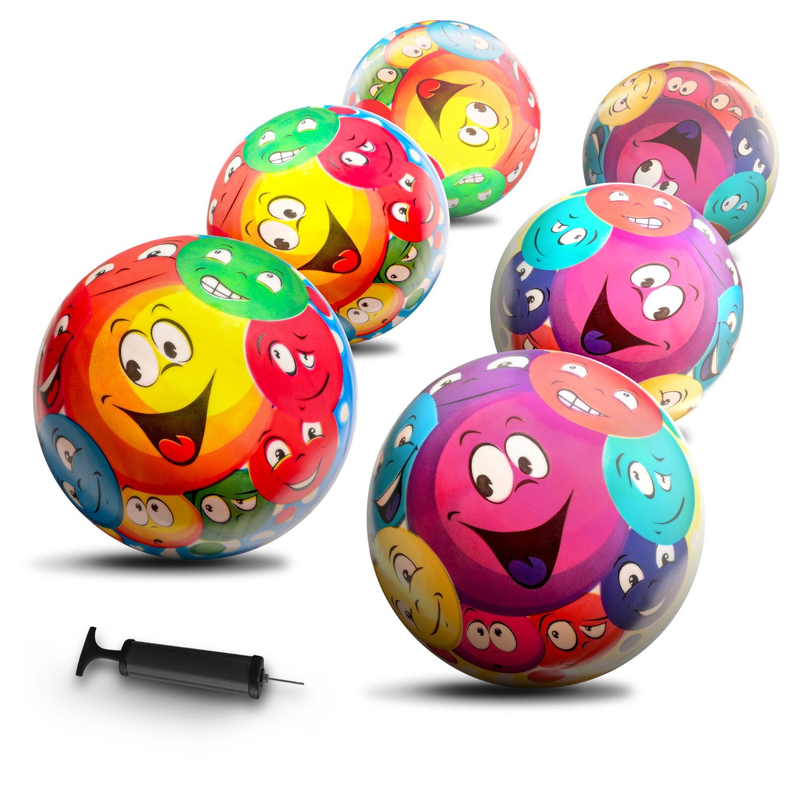 New-Bounce Bouncy Balls for Kids -  Playground Smiley Ball - Set of 6 Balls