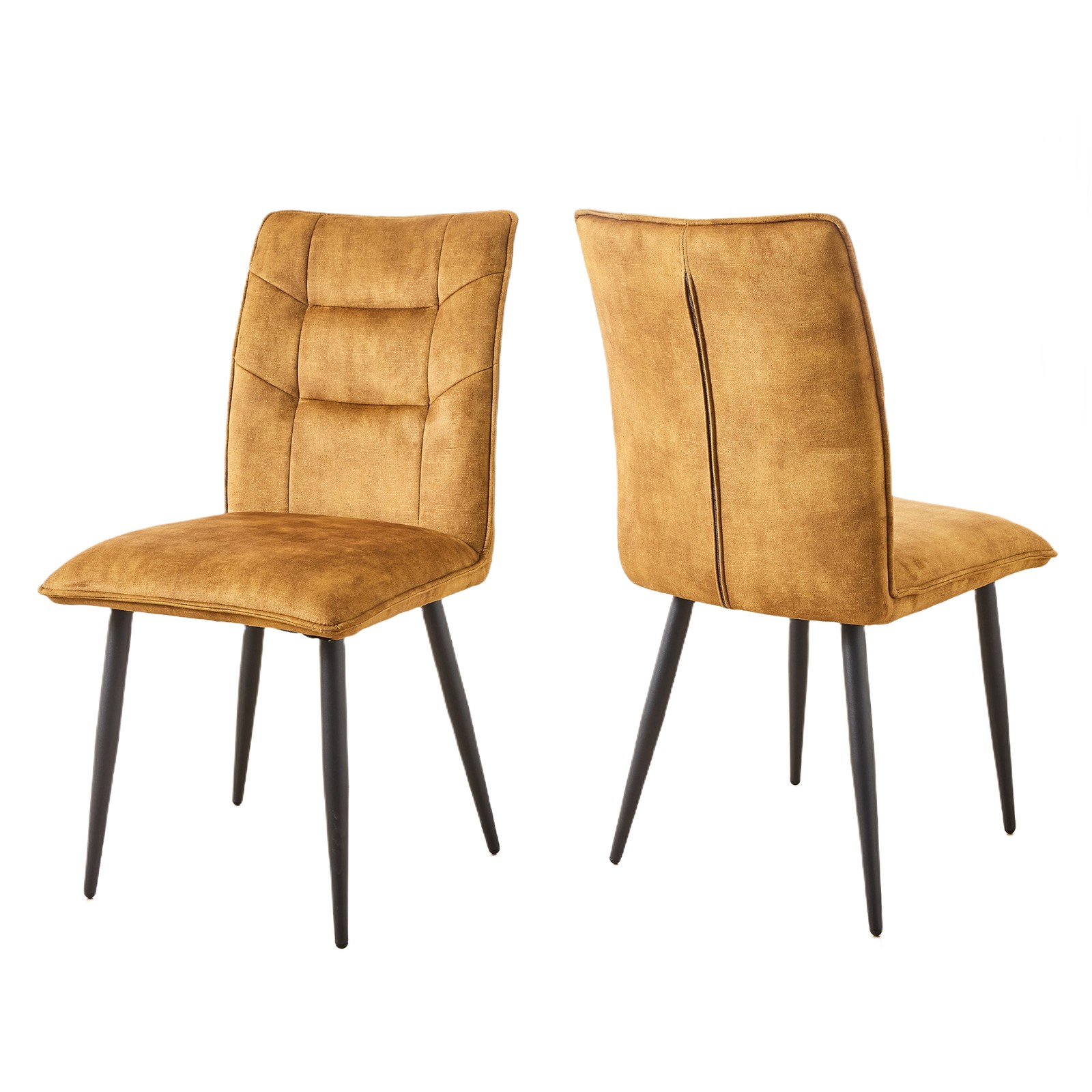 Modern Velvet Dining Chairs 2-Piece Set-Soft Cushioned Seats with Iron Frames