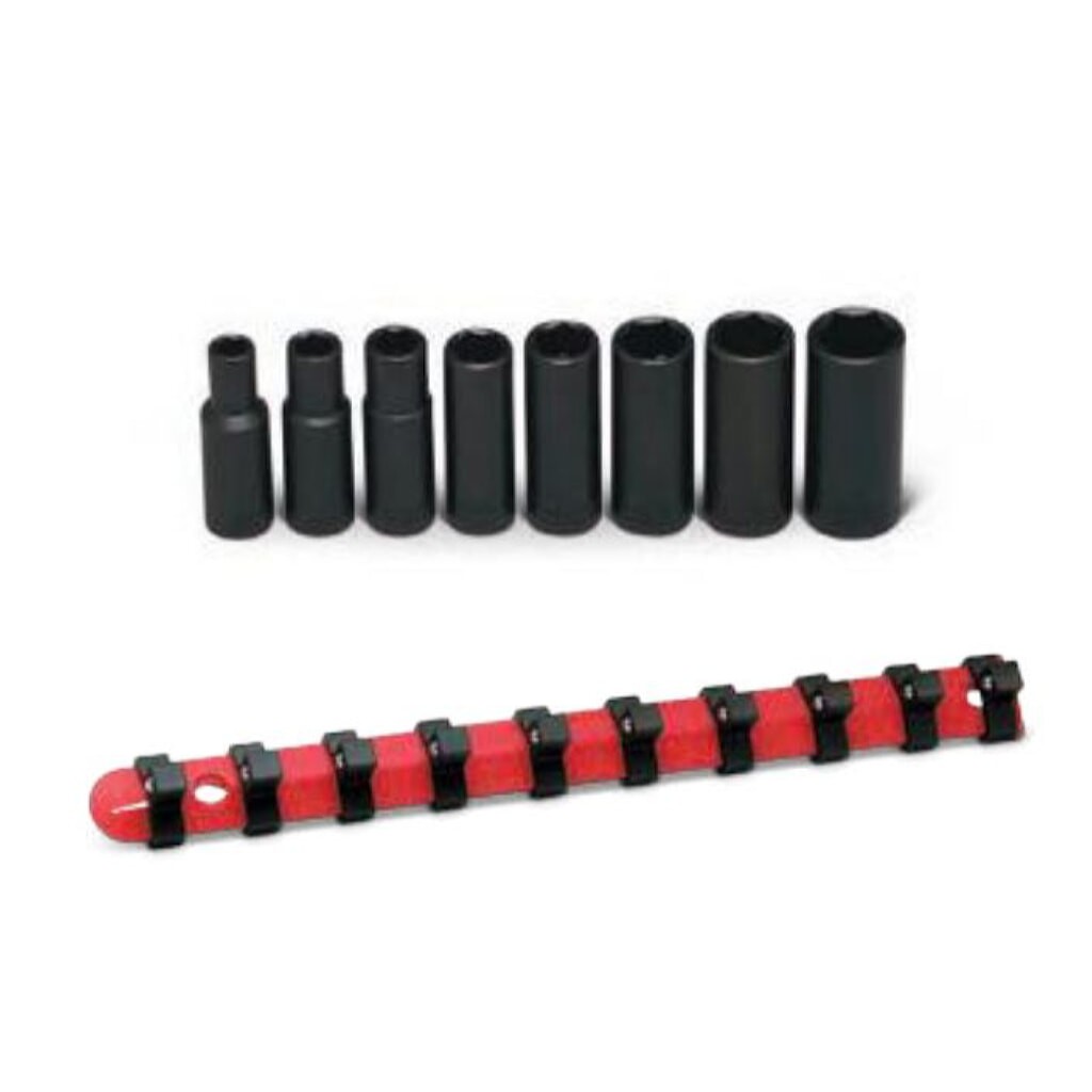 Wright Tool 314 3/8" Drive 8 Piece Deep Impact Socket Set 6-Point On Clip Rail