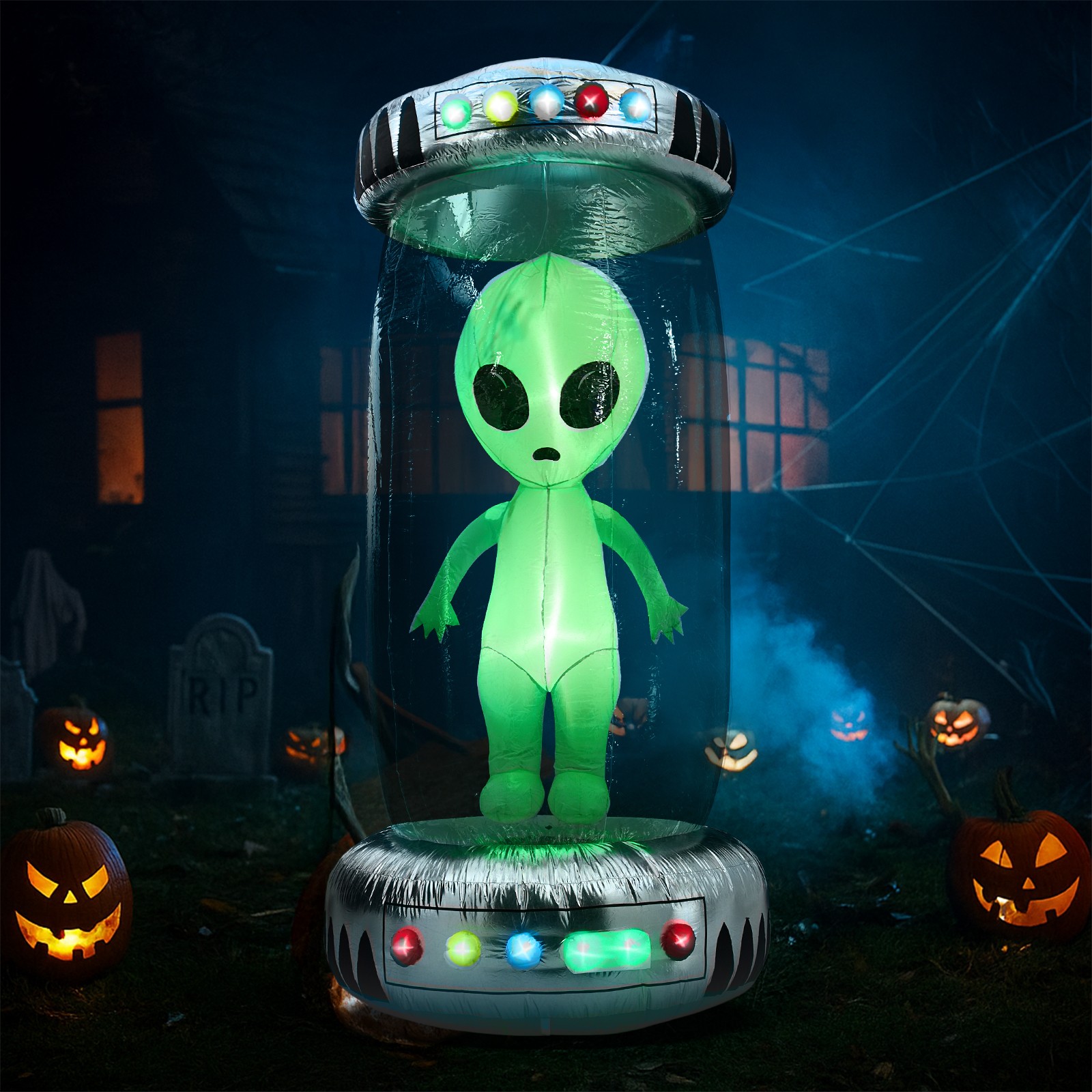 Halloween Inflatable 8.2 FT Tall Blow Up UFO In/Outdoor Holiday Party Decor