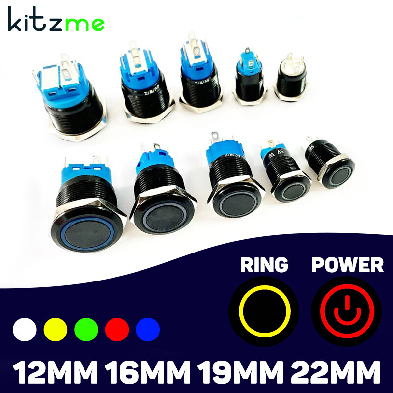 LED Momentary Latching Metal Black Push Button Switch  Pc Boat Car Light Switch