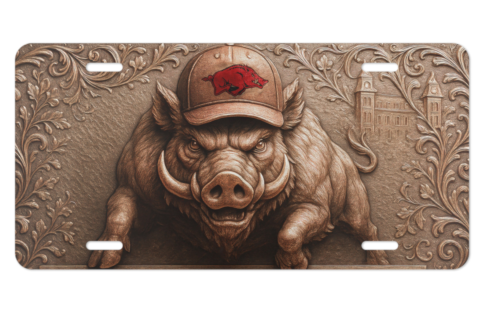 Arkansas Razorbacks License Plate 6"x12" Aluminum Car Tag | Front Plate for Fans