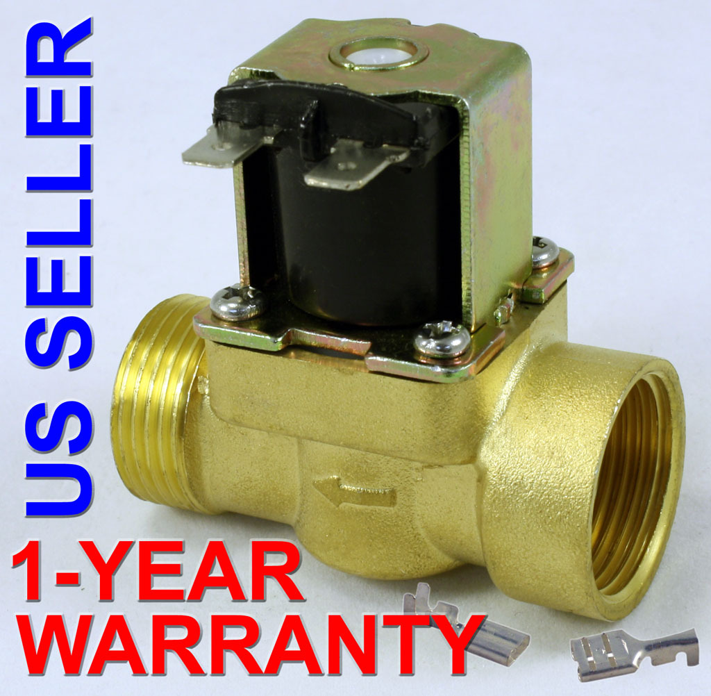 3/4 inch 24V DC VDC Slim Brass Solenoid Valve NPS Gas Water Air Normally Closed